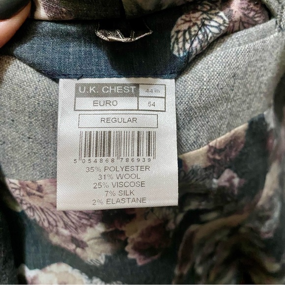 Alexandre of England 44R Poly/Wool Blend Regular Fit Light Grey Blazer - Picture 7 of 7